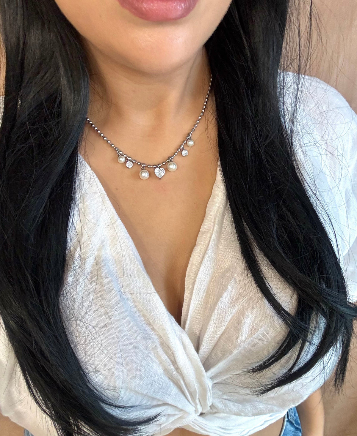 Hearted pearls necklace - Serminity jewelry
