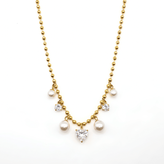 Hearted pearls necklace - Serminity jewelry